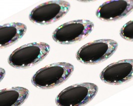 3D Epoxy Teardrop Eyes, Holographic Silver, 12 mm